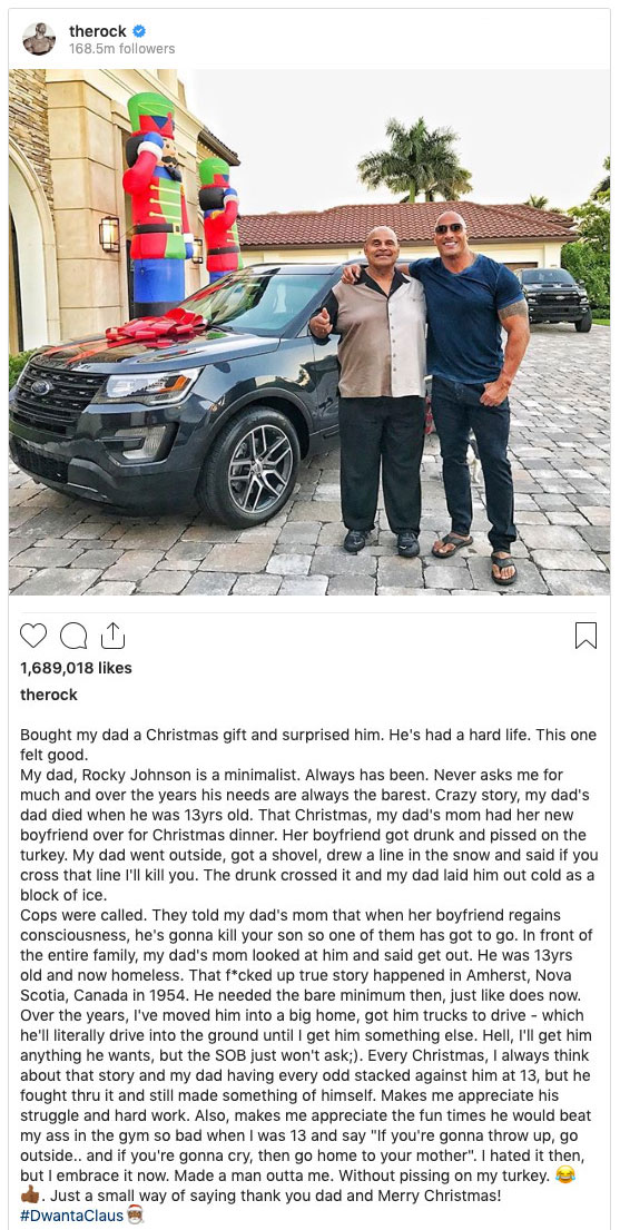 dwayne the rock johnson buys his dad rocky johnson a ford explorer for christmas